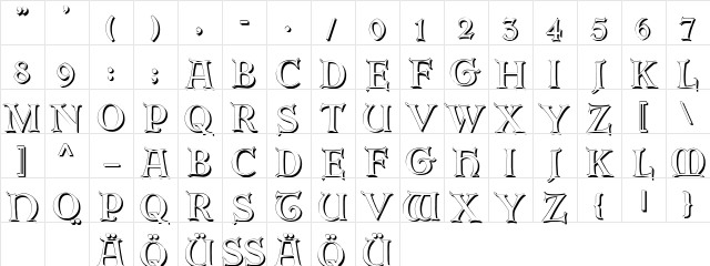 Erbar Initialen Shadow Regular  glyph index
