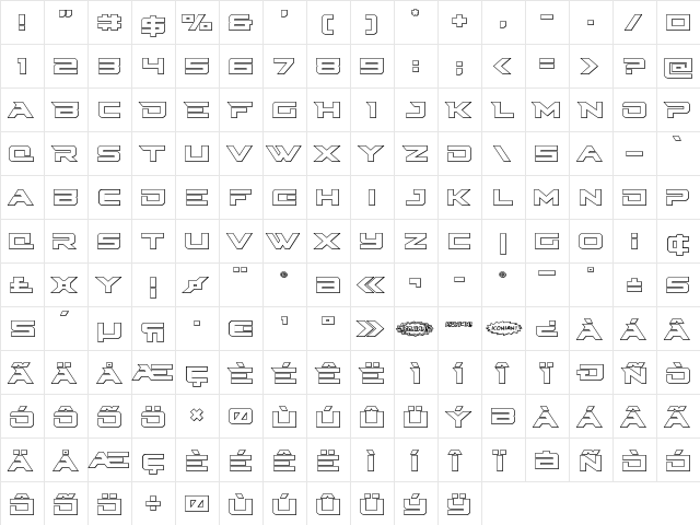 Cyberdyne Outline Outline  glyph index