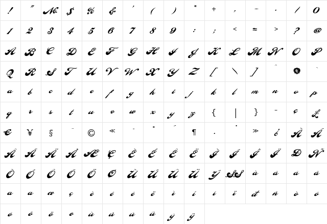 Pilsner Alternates Lhf Regular  glyph index