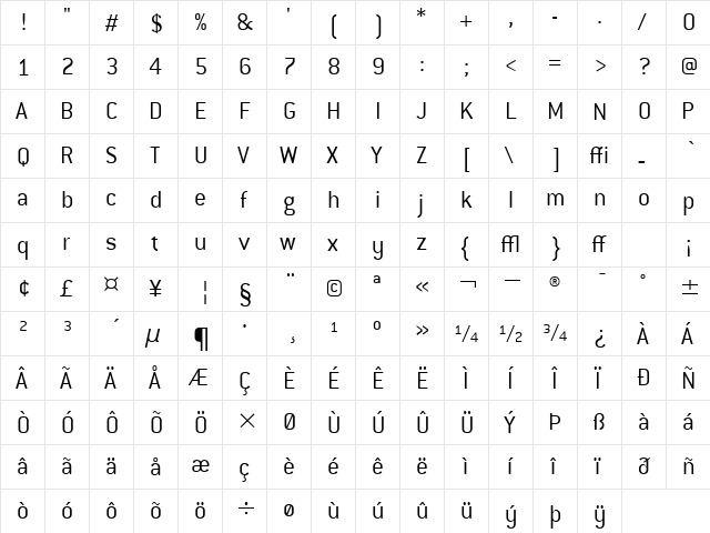 ConduitITC TT Light  glyph index
