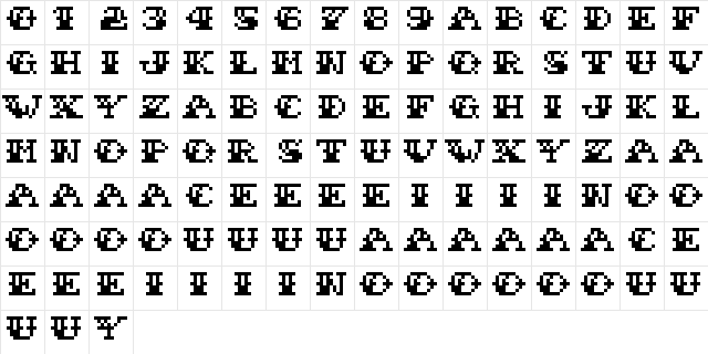 Sailor Stitch Regular  glyph index