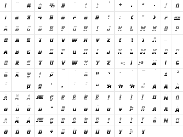 Red Delicious Gradient Italic Italic  glyph index