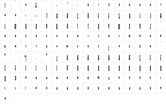 Nickodemus-Extremus Regular  glyph index