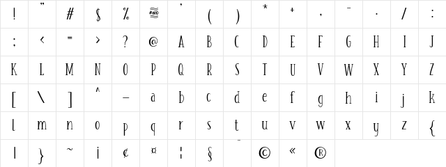 HONEY&JAM Regular  glyph index