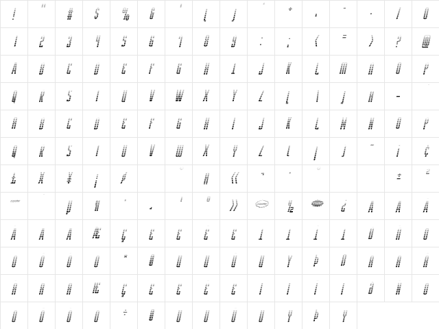 Y-Files Gradient Italic Italic  glyph index