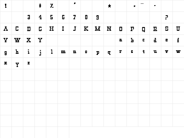 Take It Easy 2 Regular  glyph index