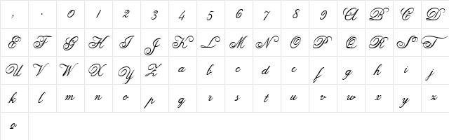 Anglia Script Standard Regular  glyph index