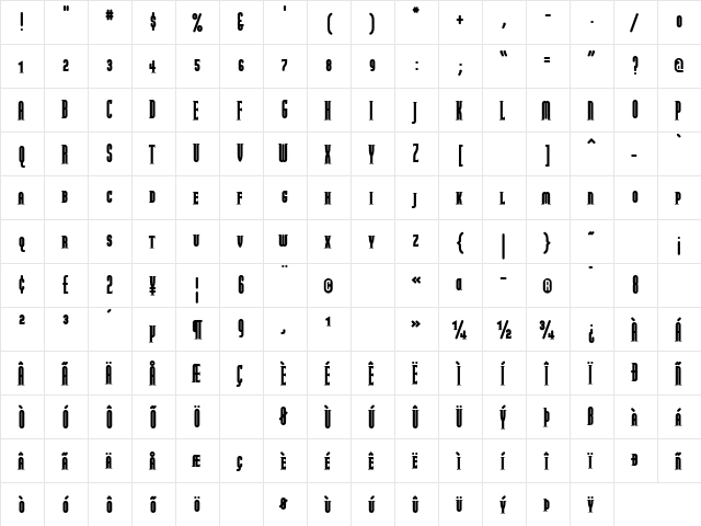 ModulaRoundSerifSmallCaps-Black Black  glyph index