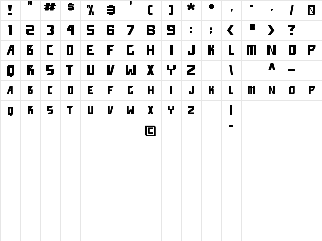 facepunch Bold  glyph index