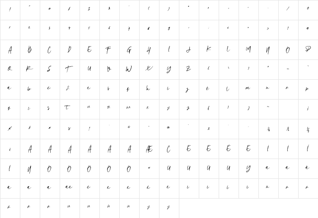Beholde Regular  glyph index