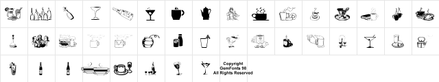 Drinks  Various Regular  glyph index