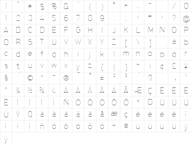 Enabler Thin  glyph index