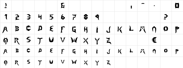 Grill Fry Regular  glyph index