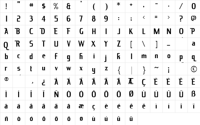 King Richard Regular  glyph index