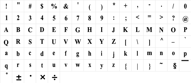 HanWangWCL02 Regular  glyph index