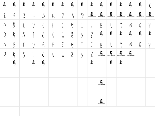 From Nowhere Regular  glyph index