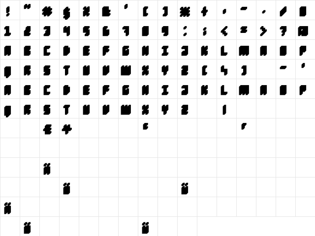 DS 3D Regular  glyph index