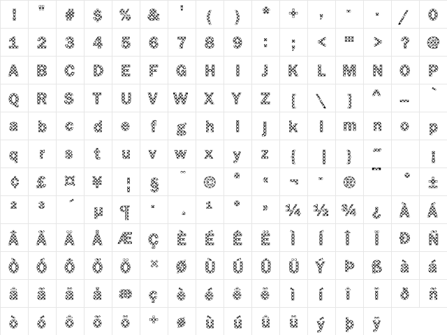 Franklin10 Becker Regular  glyph index