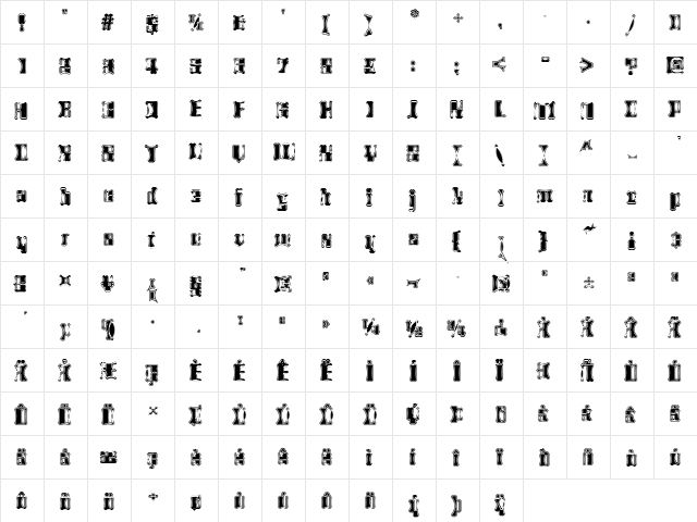 AlienAutopsy Regular  glyph index
