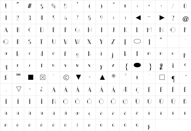 Cg Joanna Solotype Regular  glyph index