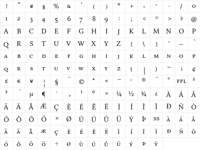 Whitman-SmallCapsOsF Regular  glyph index