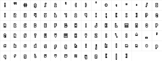 Outlands Truetype Regular  glyph index