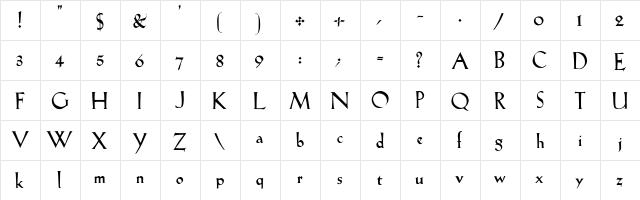Spaden-Heavy Regular  glyph index