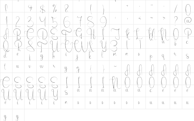 Emanuela Light Regular  glyph index