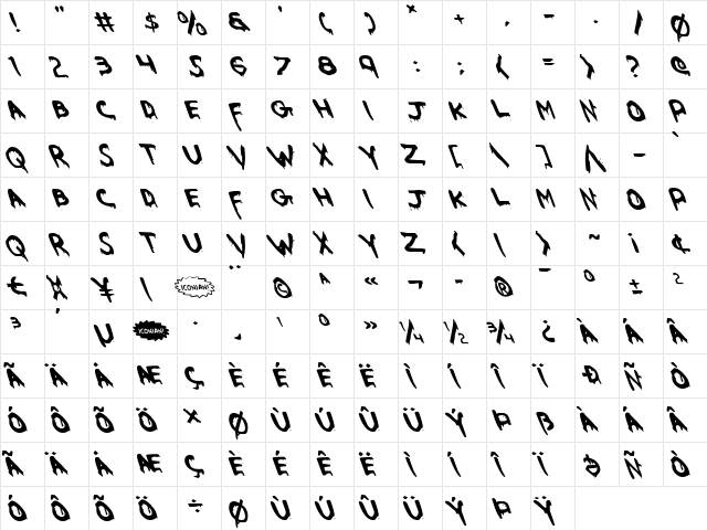 Were-Beast Leftalic Leftalic  glyph index