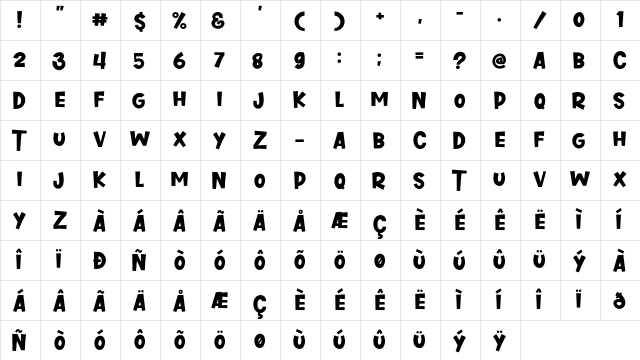 Cupid Deer Regular  glyph index