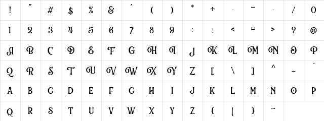 Chord Brights DEMO Regular  glyph index
