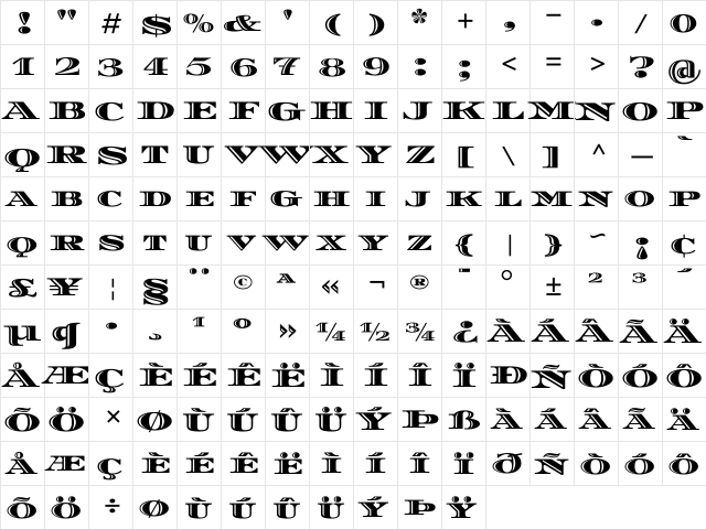 Diplomata SC Regular  glyph index