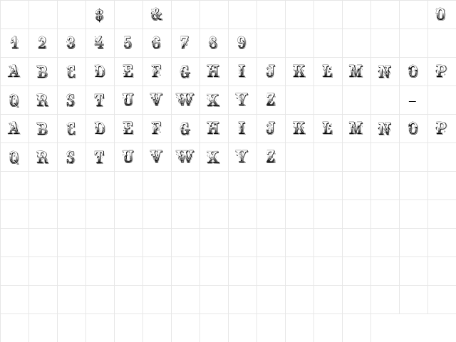 GE Fleurish Engraved Caps Regular  glyph index