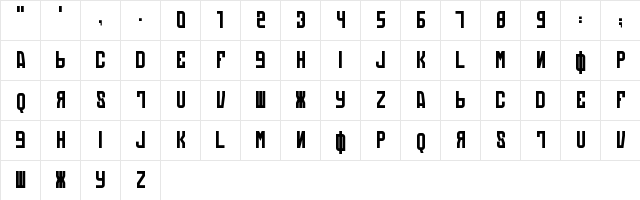 Die:Automatons Regular  glyph index