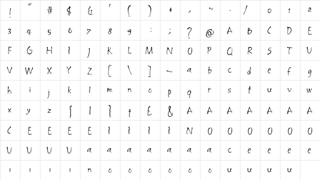 Embrush Regular  glyph index
