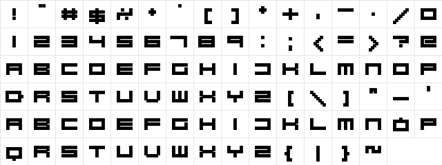 Robot Blocks Regular  glyph index