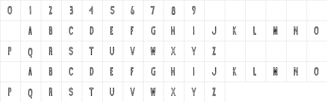Postal Medium  glyph index