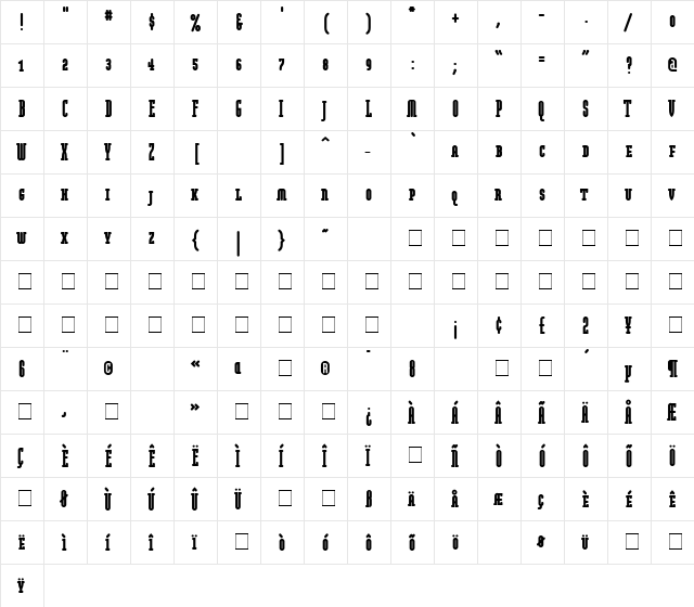 ModulaRoundSerifUltraSmCap Round Serif Ultra Sm Cap  glyph index