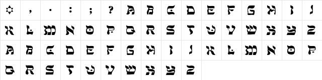 Peace- Regular  glyph index