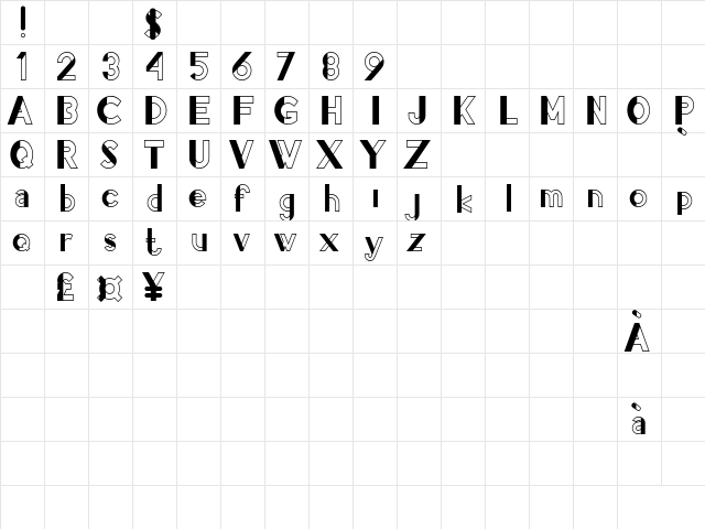Pacitan Pitu Demo Regular  glyph index