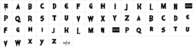 Living Dead 2 DEMO Regular  glyph index