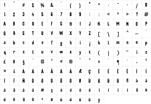 Iodine Regular  glyph index