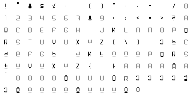 GF Fuffiger Normal  glyph index