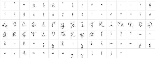 Holla Olla Regular  glyph index