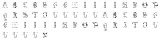 Library of Minerva, 9th c. Regular  glyph index