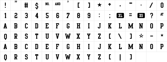 Porn Star Academy Regular  glyph index