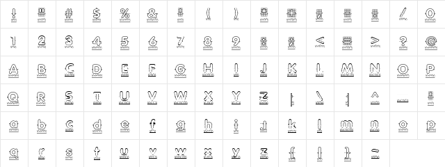 LD Rotisserie Regular  glyph index