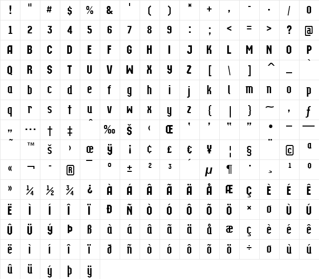 a_Technics DemiBold  glyph index