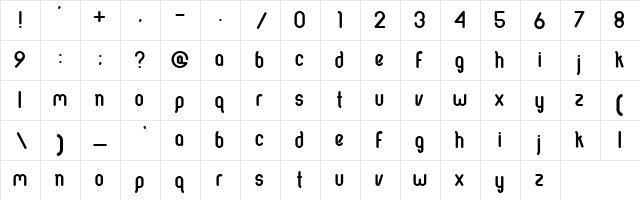 Bobel Regular  glyph index