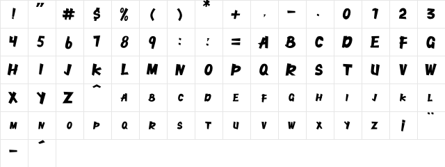 Chicken Dinner Demo Regular  glyph index